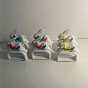 Ceramic Bunny Napkin Rings Set